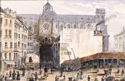 View of St. Eustache seen from the Rue Montmartre by Francois Louis Thomas Francia